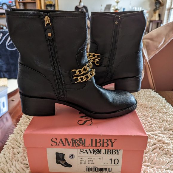 NIB Sam & Libby black Liam style ankle boots   SZ 10 - Picture 4 of 15